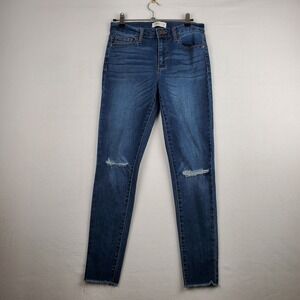 Tinsel Skinny Jeans Women's 28 Blue Denim Distressed Frayed High-Rise Zip Fly